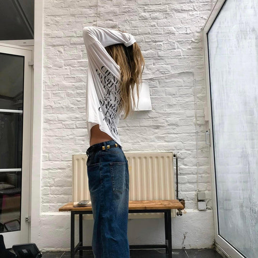 STUDIO ADINE made-to-order CIENFUEGO LONG SLEEVE TEE  in colour SOFT WHITE, artisan-crafted in Bali