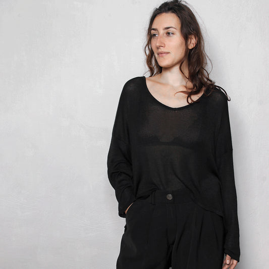 Sheer oversized knit tee