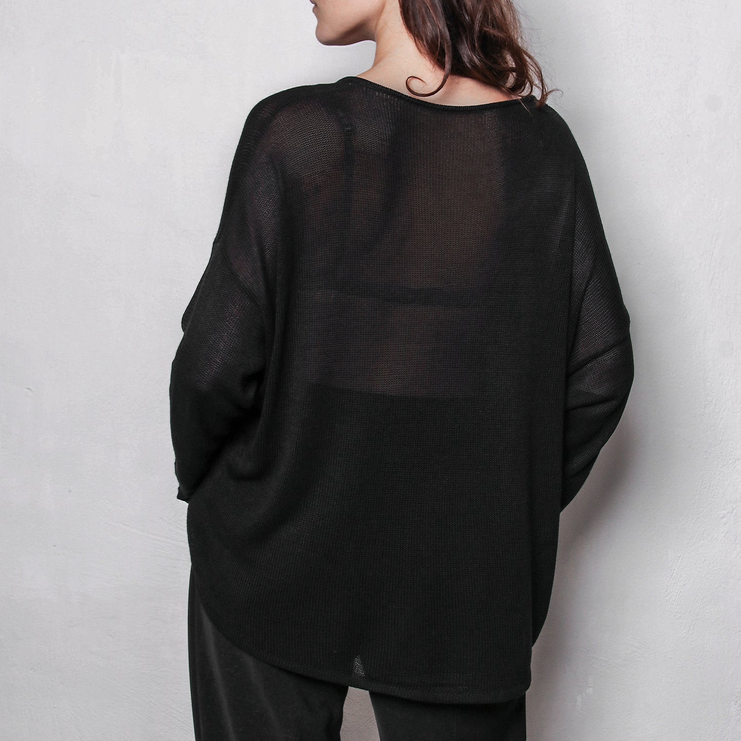 Sheer oversized knit tee