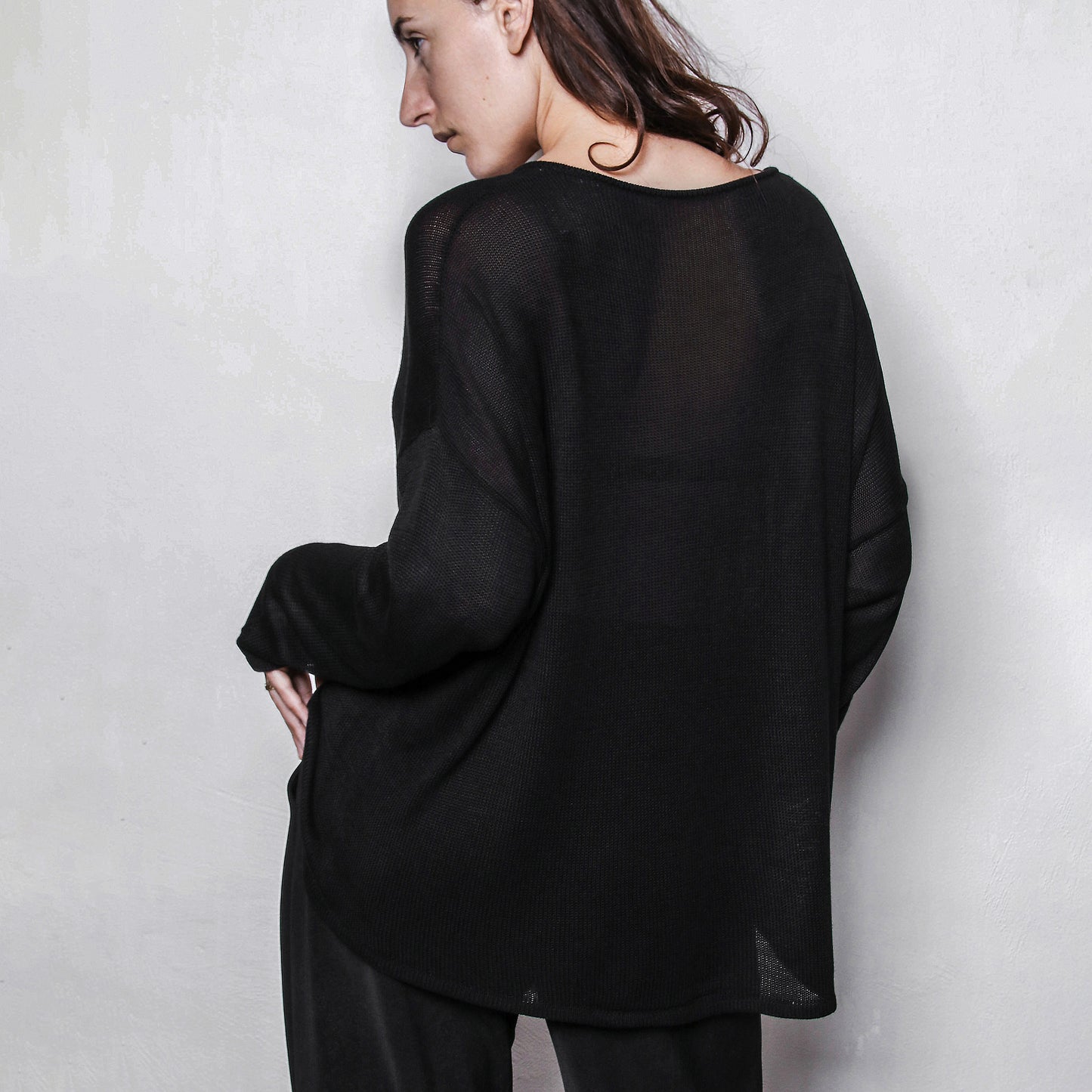 Sheer oversized knit tee