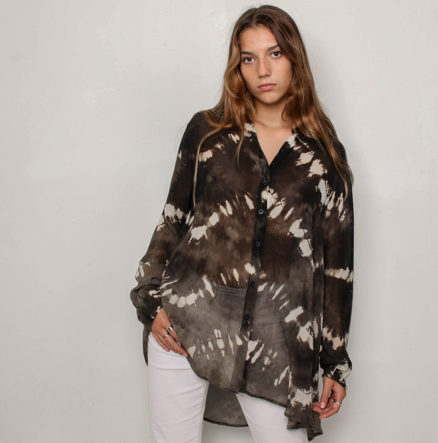 Tie dye stripe blouse
