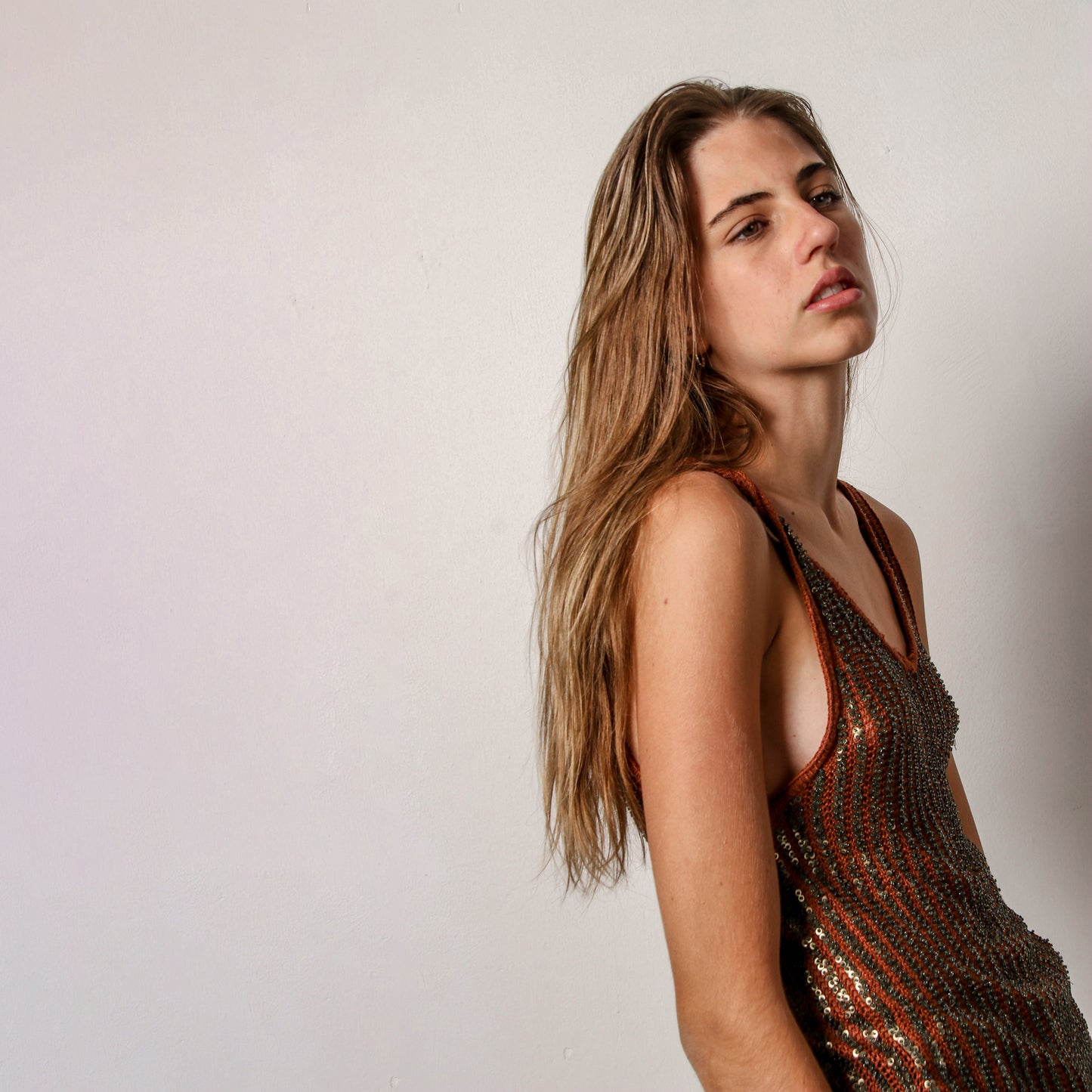 Ribbed sequin tank